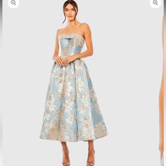 NEW Mac Duggal Strapless Brocade Midi Dress - Picture 2 of 16